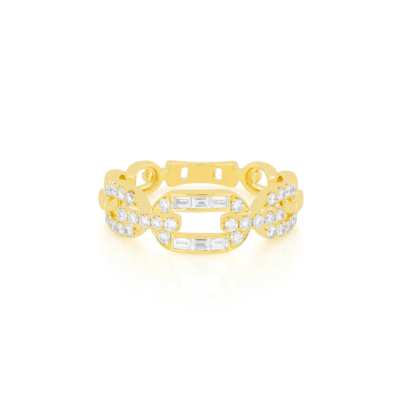 Graduated  Baguette & Pave Diamond Chain Ring