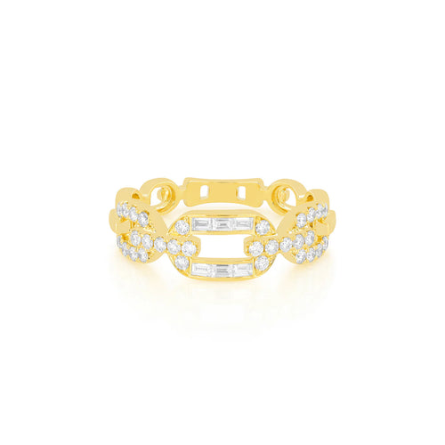 Graduated  Baguette & Pave Diamond Chain Ring