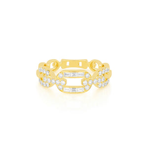 Graduated  Baguette & Pave Diamond Chain Ring