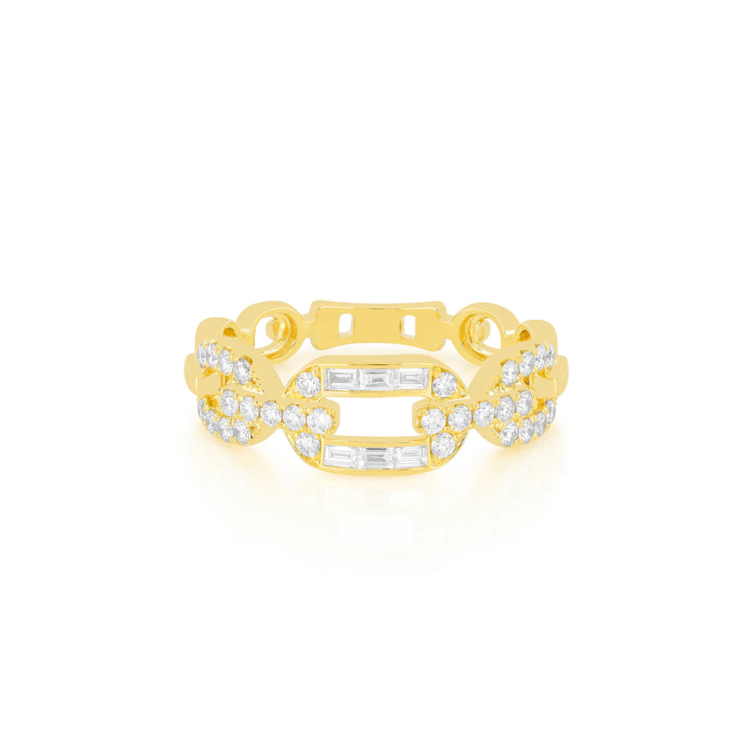 Graduated  Baguette & Pave Diamond Chain Ring