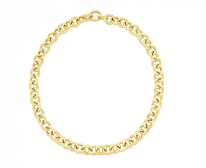 Fancy Gold Link Italian Chain Necklace with Enhancer Clasp