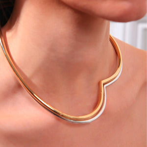 High Polish Gold Torque Heavenly Heart Collar Necklace