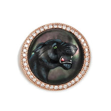Hand Painted White or Black Mother of Pearl Feline Signet Ring
