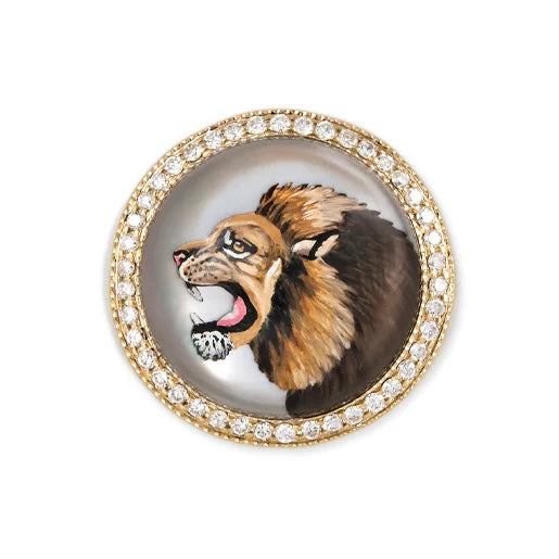 Hand Painted White or Black Mother of Pearl Feline Signet Ring