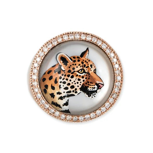 Hand Painted White or Black Mother of Pearl Feline Signet Ring