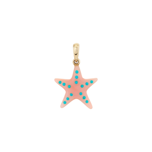 Turquoise & Pink Opal Starfish Charm Necklace