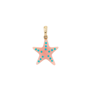 Turquoise & Pink Opal Starfish Charm Necklace
