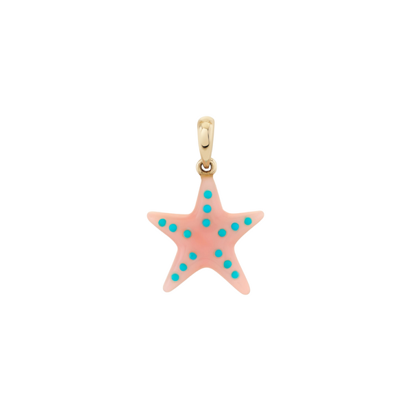 Turquoise & Pink Opal Starfish Charm Necklace
