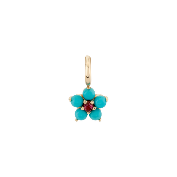 Tourmaline & Diamond or Turquoise Aurora Flower Charm Necklace