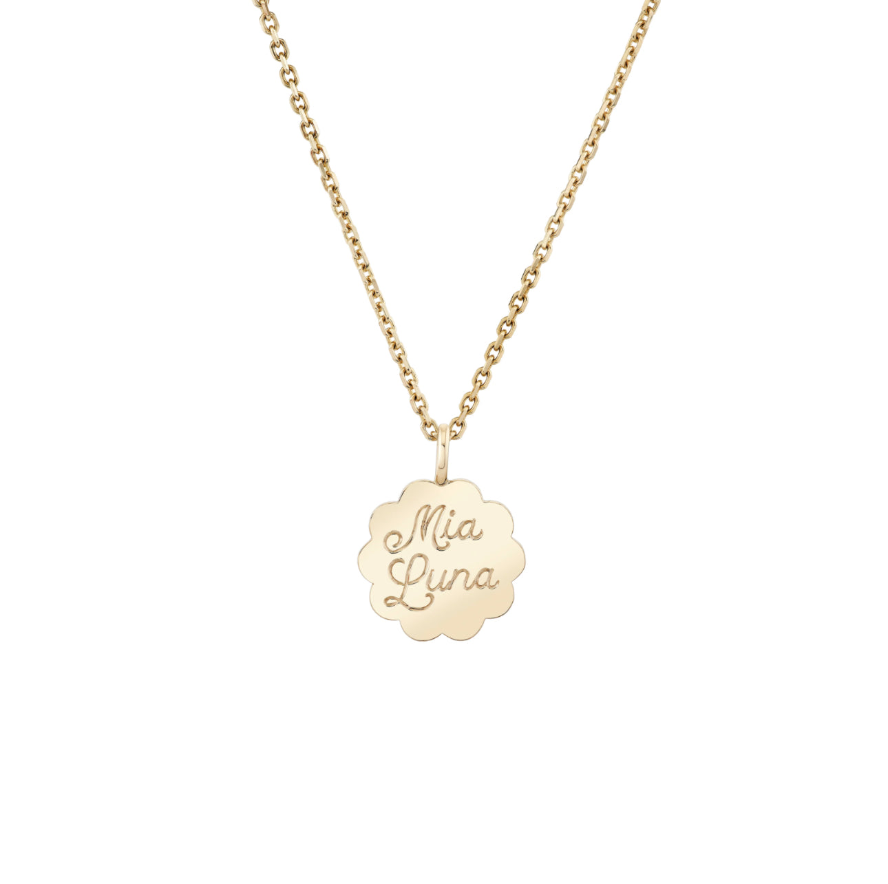 Personalized Scalloped Edge Pendant Necklace