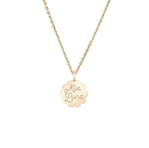 Personalized Scalloped Edge Pendant Necklace