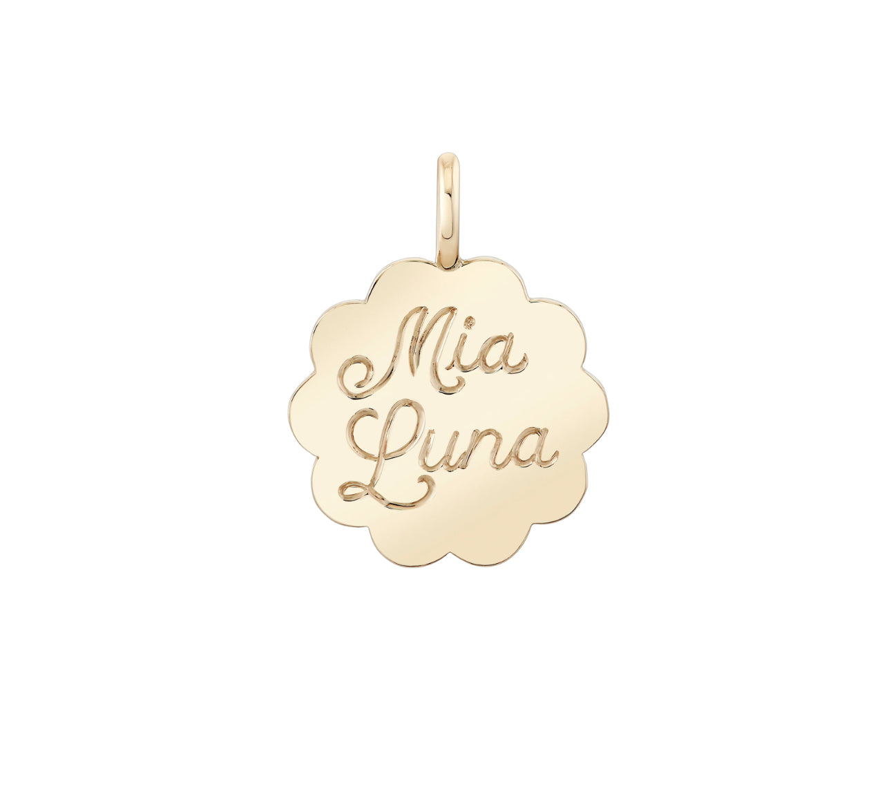 Personalized Scalloped Edge Pendant Necklace