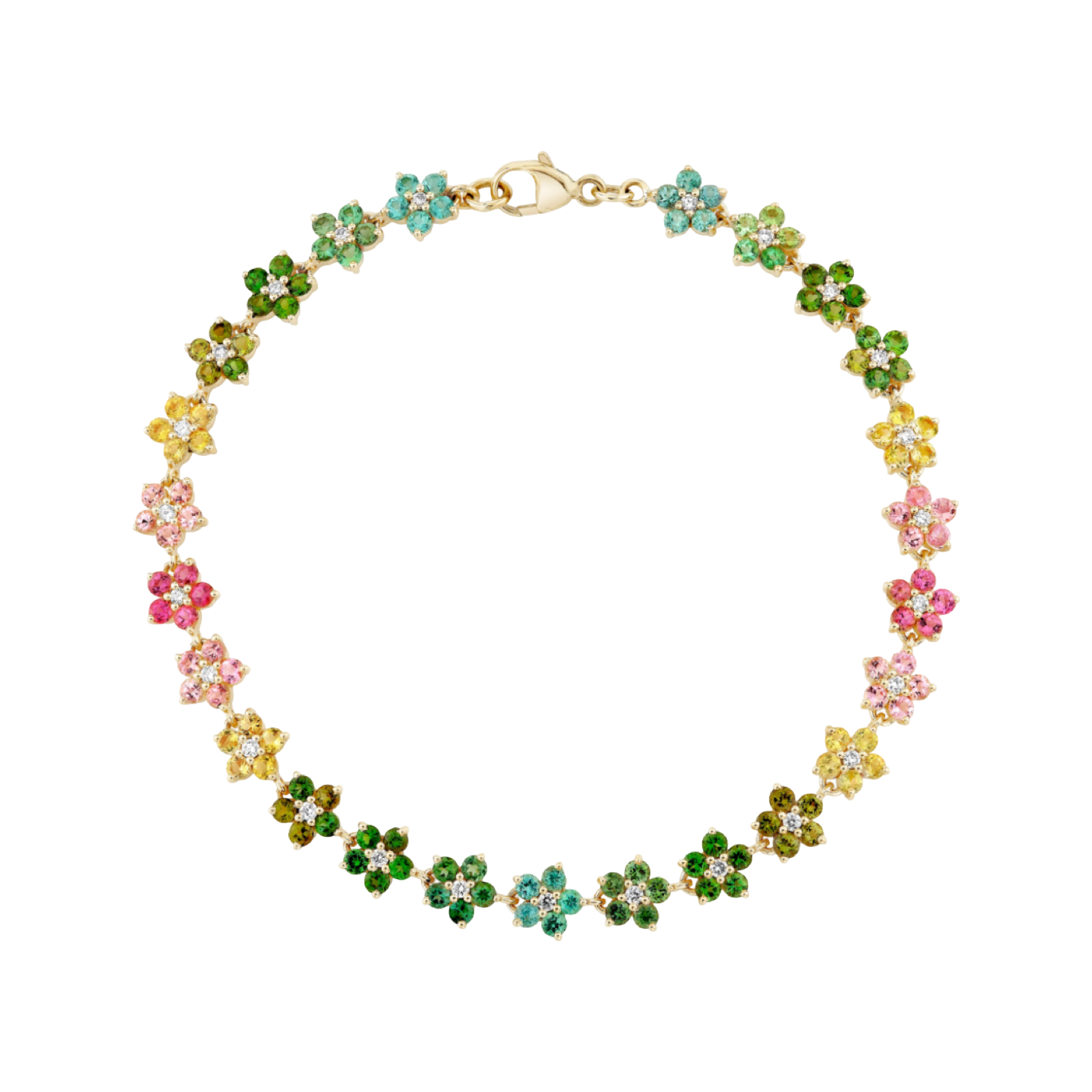 Tourmaline & Diamond Bracelet Aurora Flower Bracelet