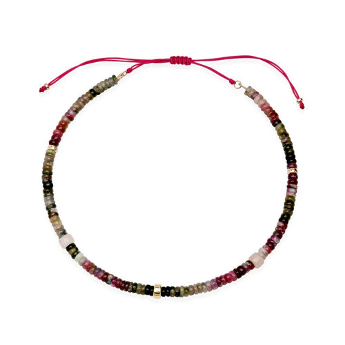 Tourmaline and Pink Jade Beaded Necklace