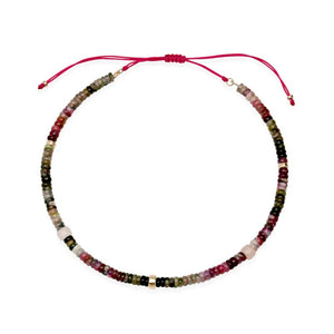 Tourmaline and Pink Jade Beaded Necklace