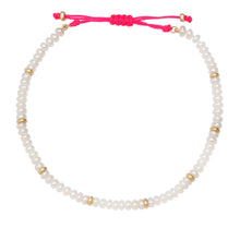 Pearl & Gold Beaded Anklet on Adjustable Neon String