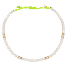 Pearl & Gold Beaded Anklet on Adjustable Neon String