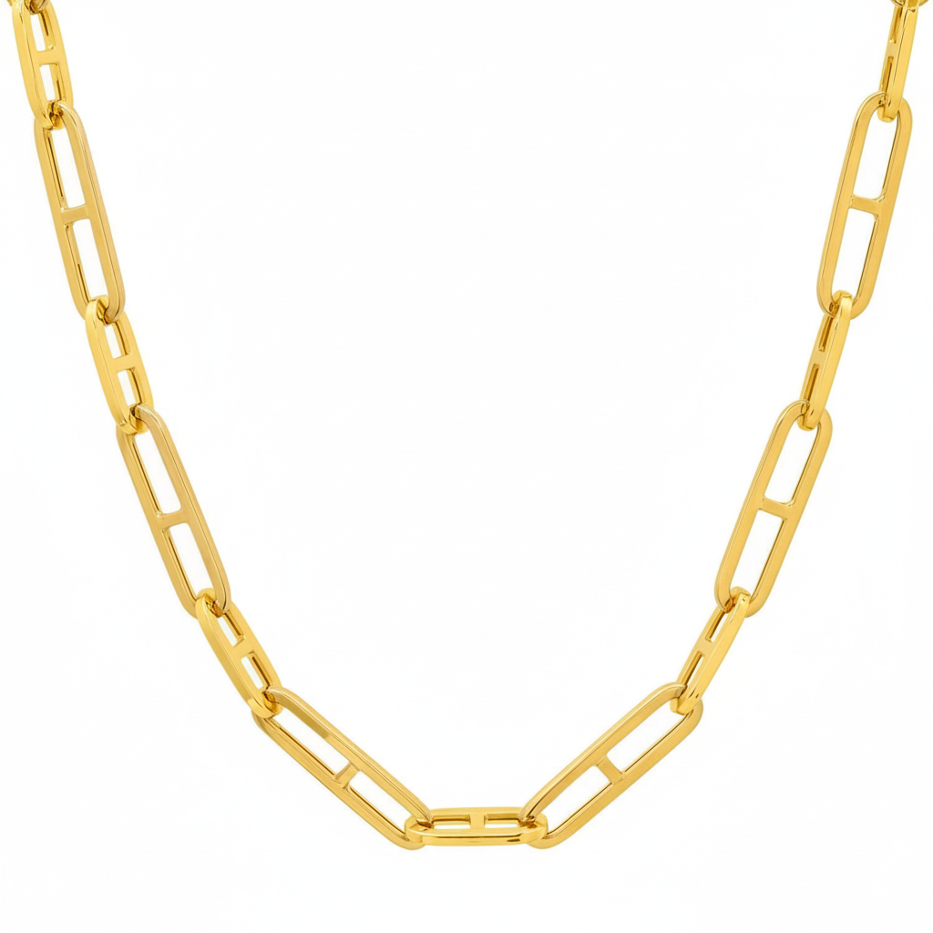 Flat Mariner link Gold Chain Necklace