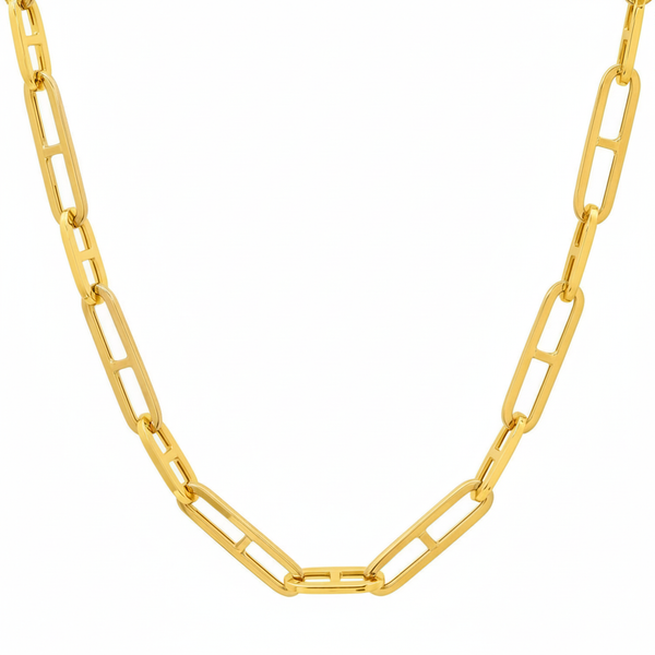 Flat Mariner Link Gold Chain Necklace