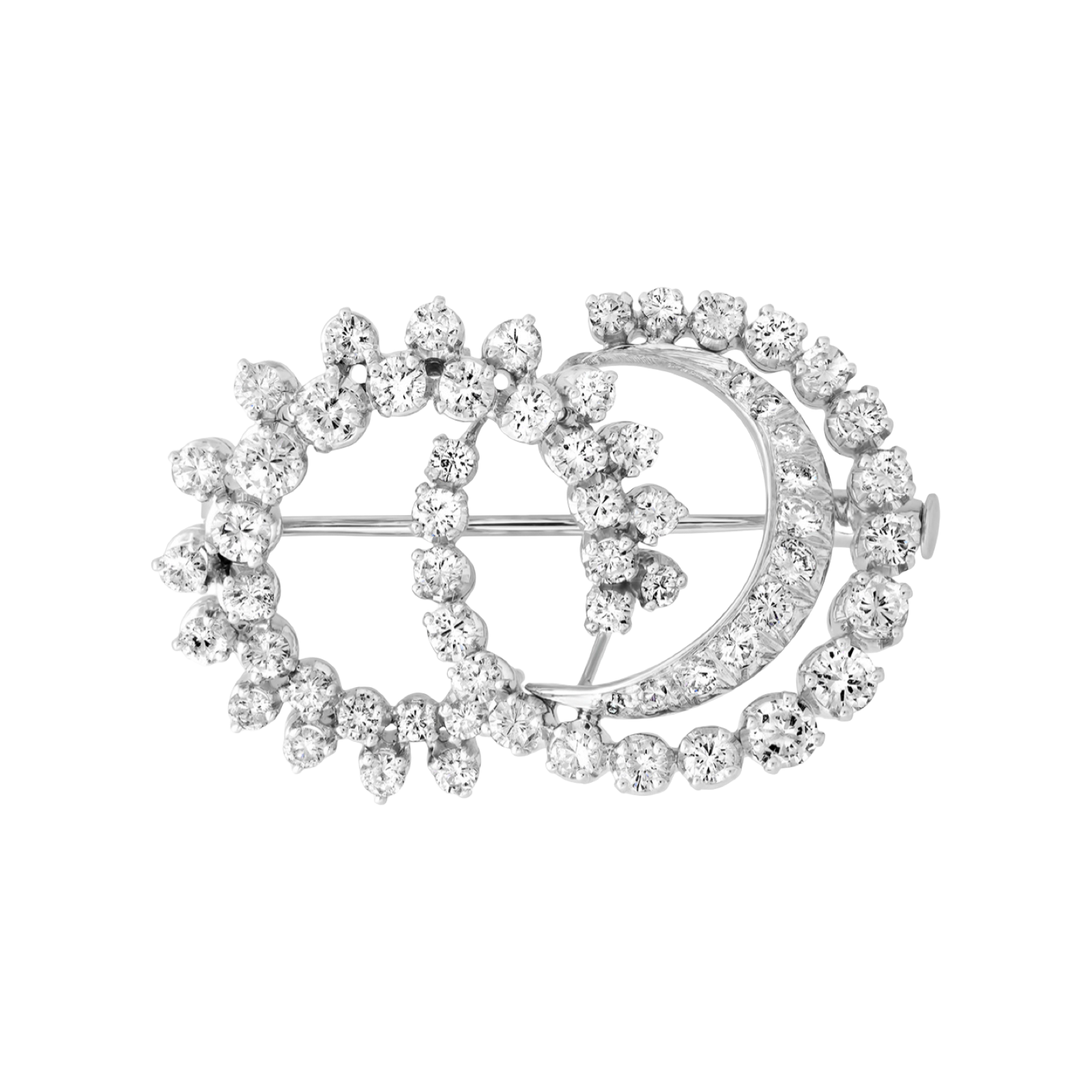 One of a Kind Vintage Graduated Swirl Diamond Brooch