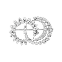 One of a Kind Vintage Graduated Swirl Diamond Brooch
