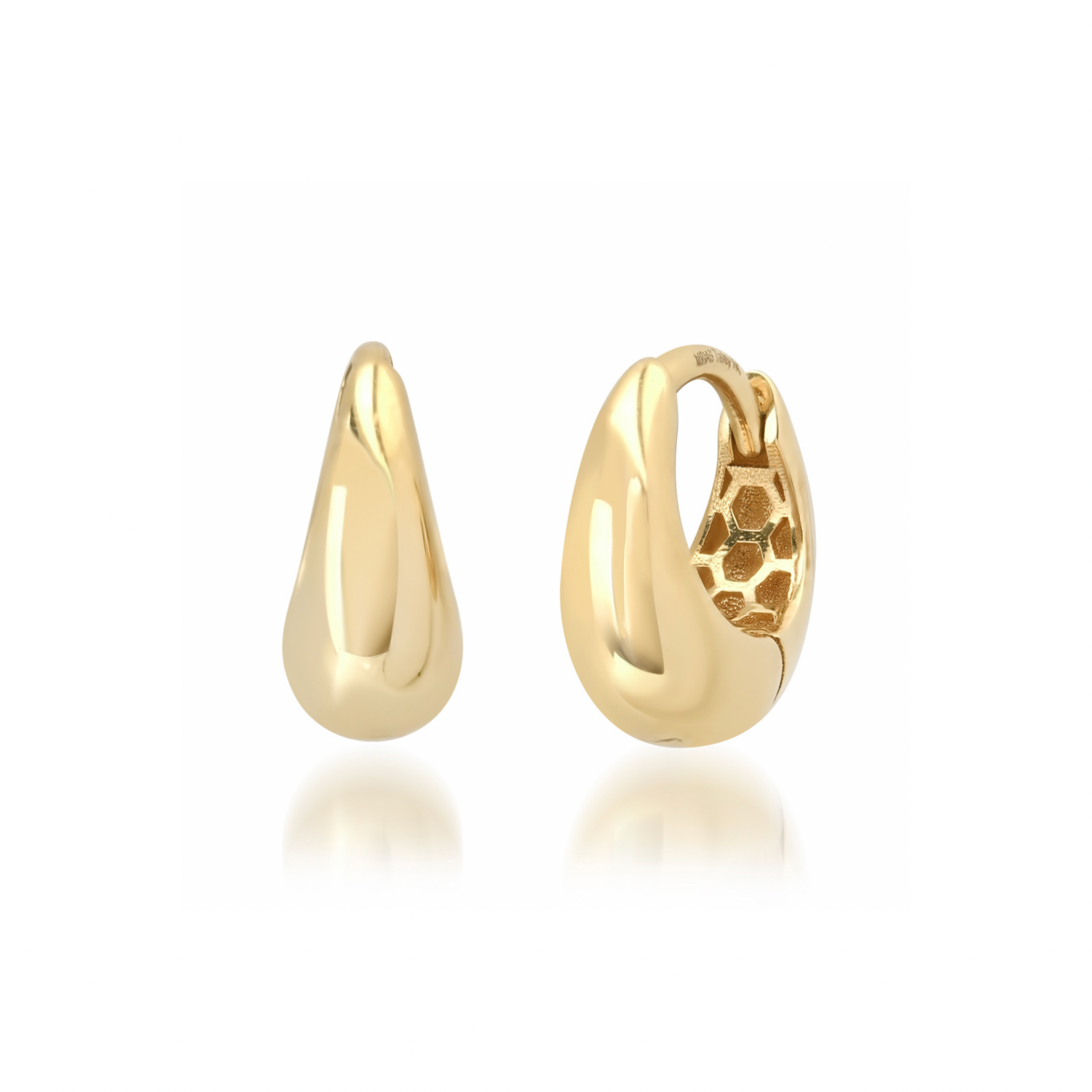 Graduated Round Gold Huggie Hoop Earrings