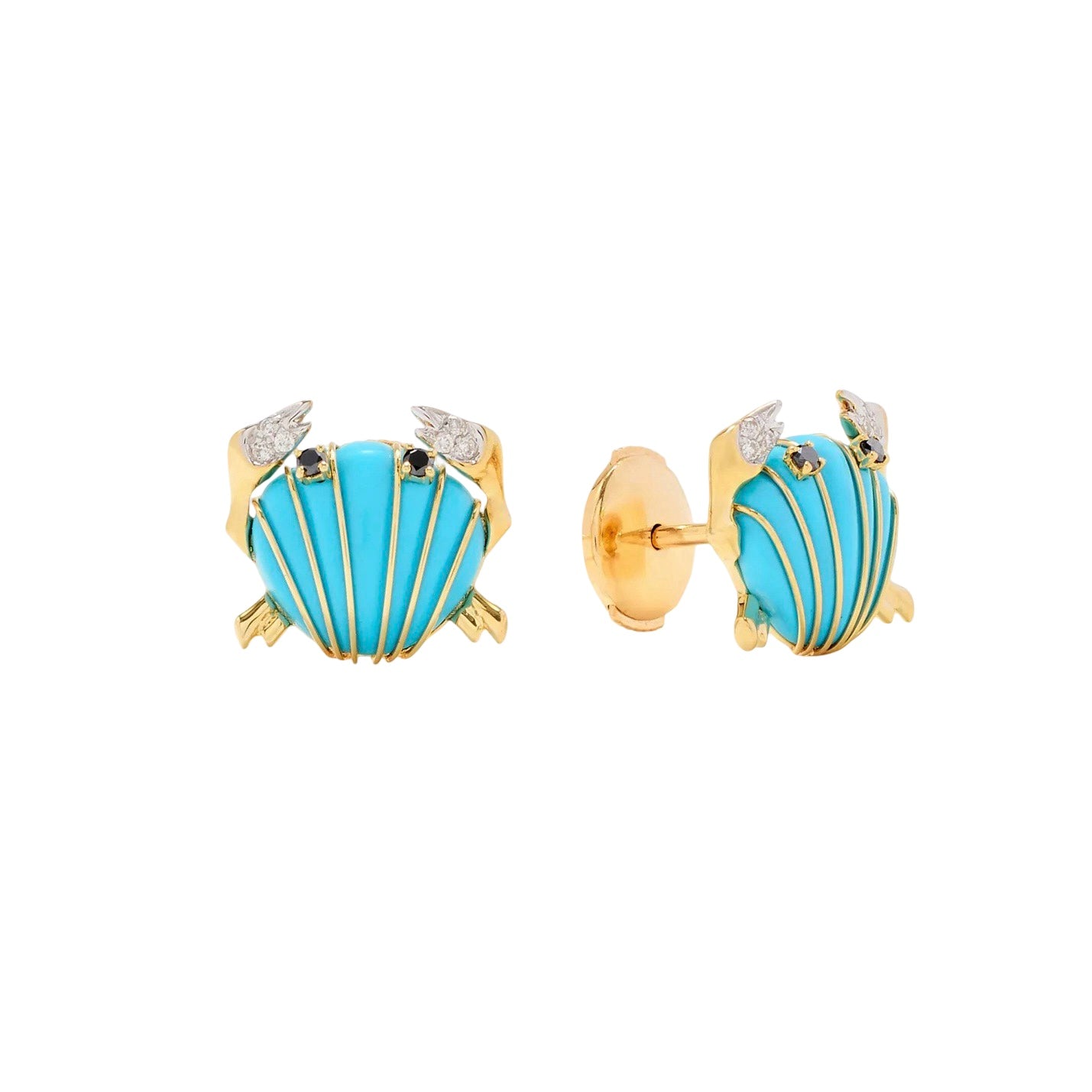 Gemstone or Gold & Diamond Mini Crab Earrings