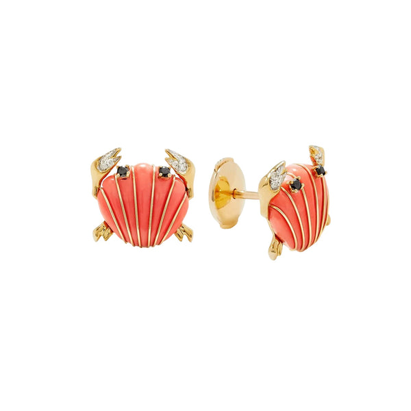 Gemstone or Gold & Diamond Mini Crab Earrings