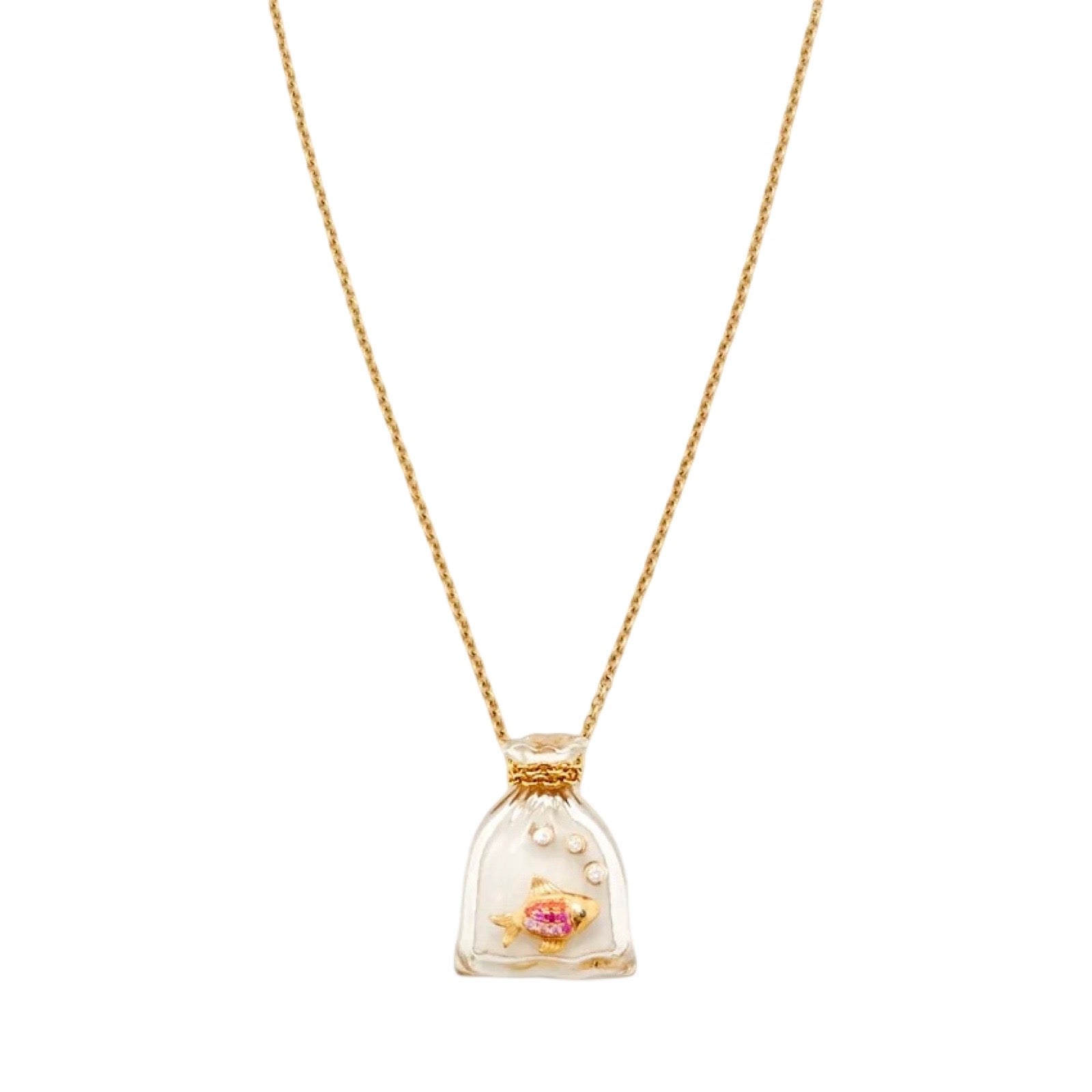 Rock Crystal Prize Poisson Fish Necklace