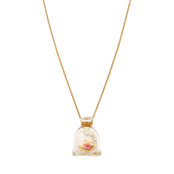 Rock Crystal Prize Poisson Fish Necklace