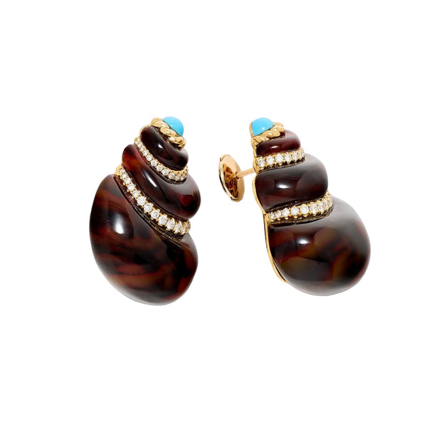 Gemstone & Diamond Swirl Shell Statement Earrings