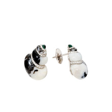 Small Gemstone & Diamond Swirl Shell Earrings