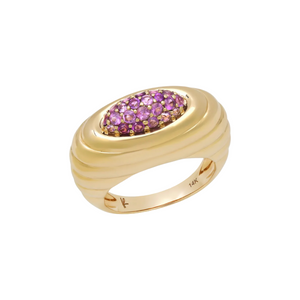 Fluted Gemstone or Diamond Current Ring
