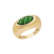 Fluted Gemstone or Diamond Current Ring
