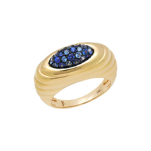 Fluted Gemstone or Diamond Current Ring