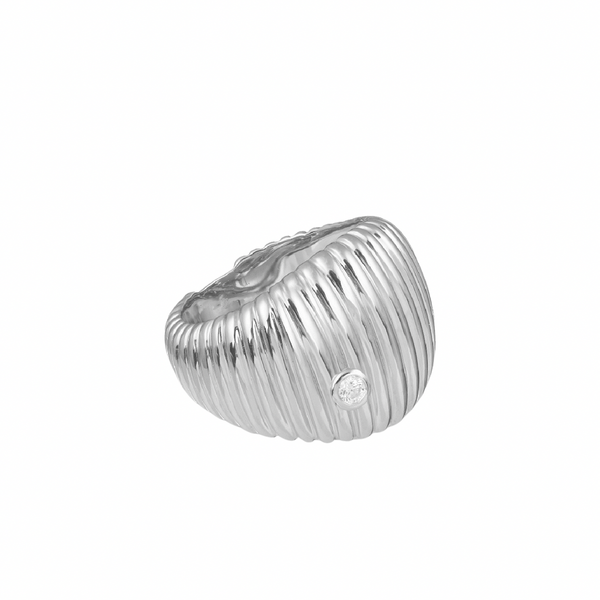 Berlingot Diamond Bezel Fluted Gold Dome Ring