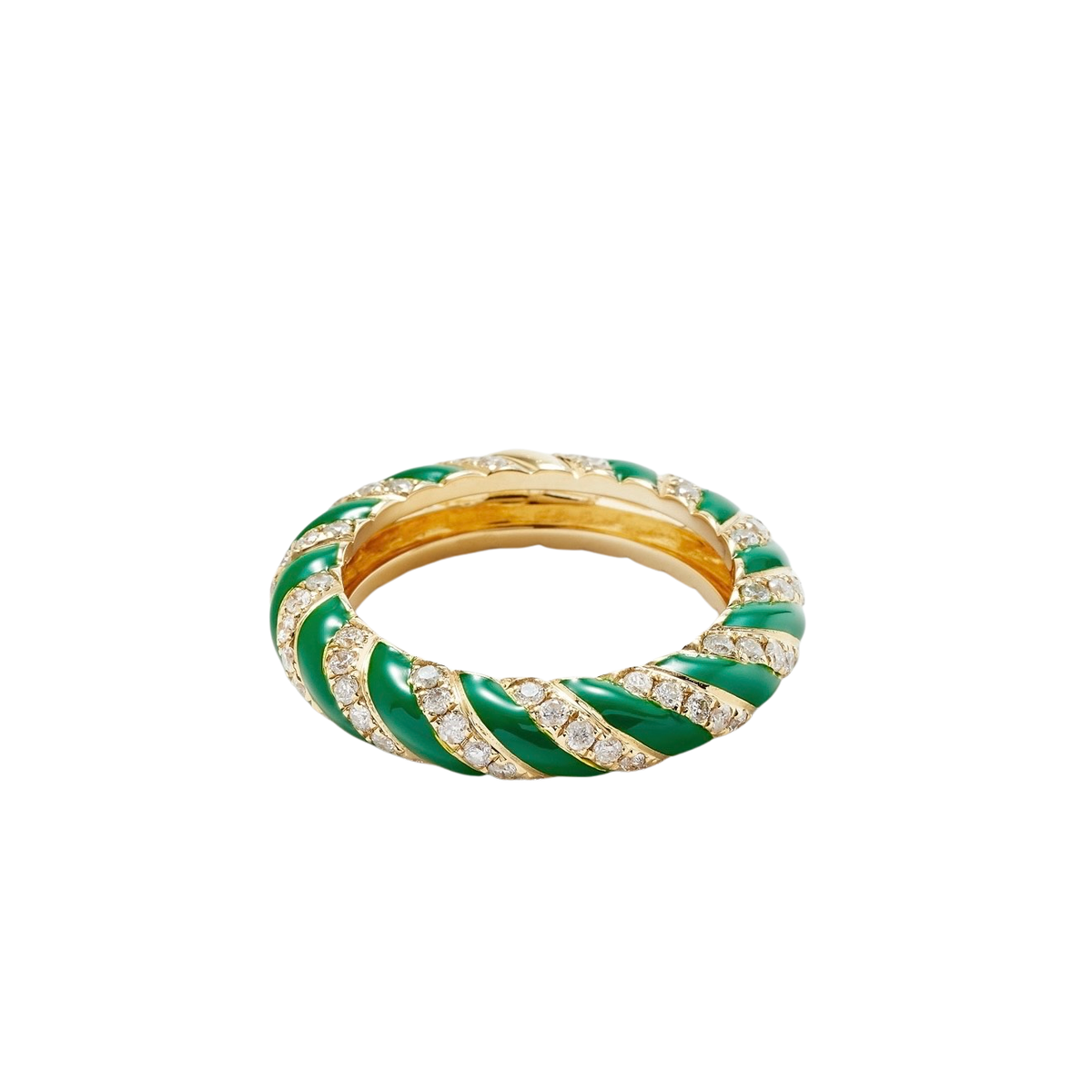 Enamel & Diamond Twisted Candy Eternity Band Ring