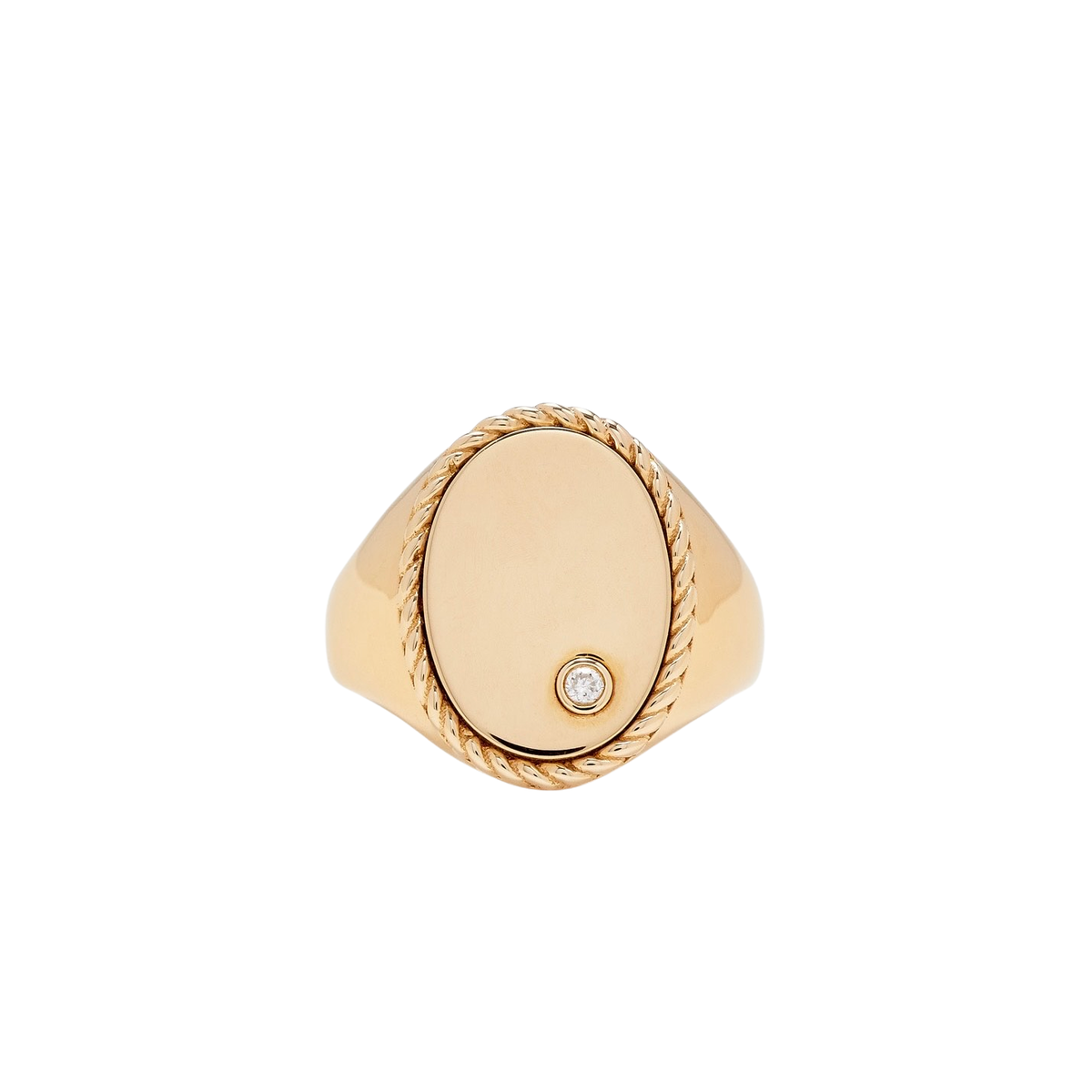 Precious Oval Signet Ring with Diamond Bezel