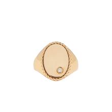 Precious Oval Signet Ring with Diamond Bezel