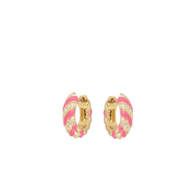 Enamel & Diamond Twisted Candy Hoop Earrings