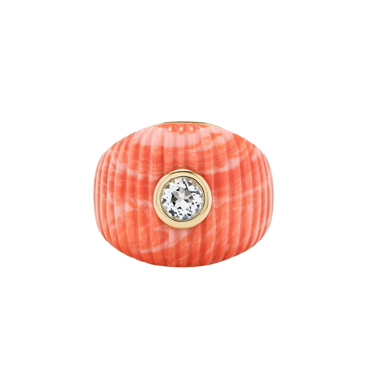 Maxi Berlingot Fluted Dome Ring & Topaz Bezel