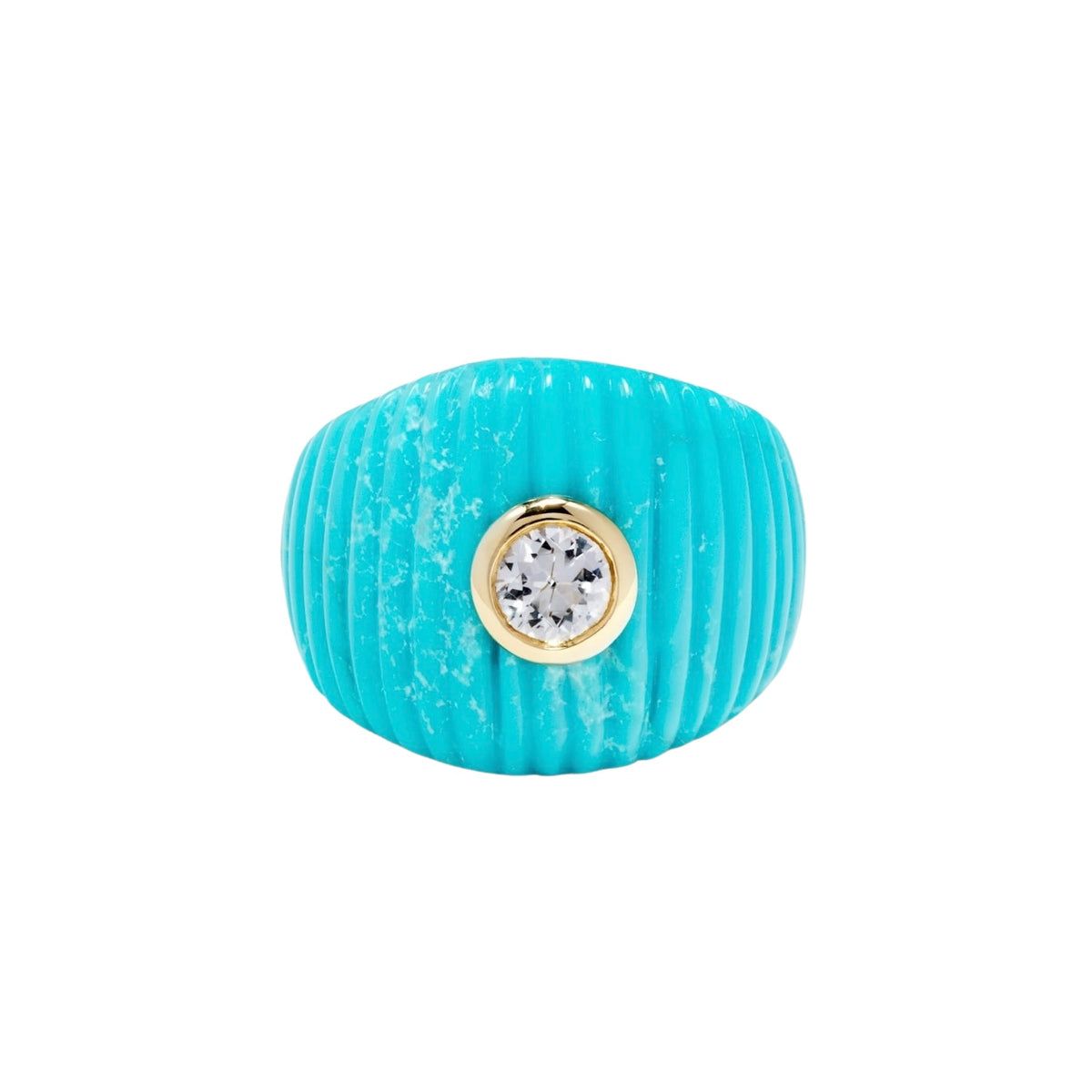 Maxi Berlingot Fluted Dome Ring & Topaz Bezel