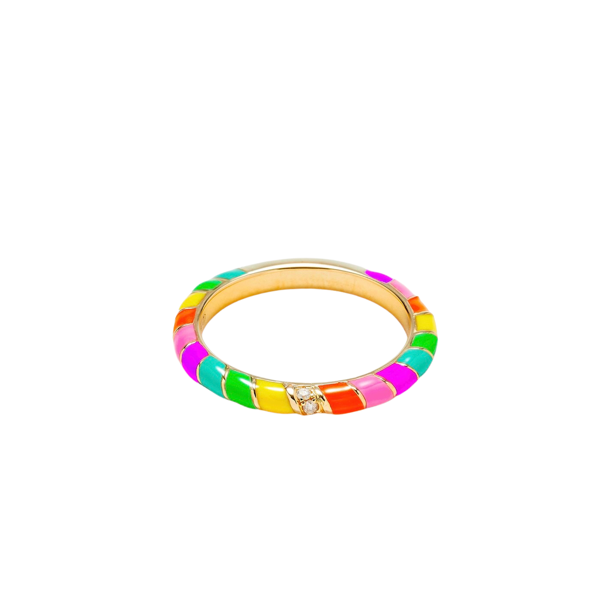 Mini Enamel & Diamond Twisted Candy Eternity Band Ring