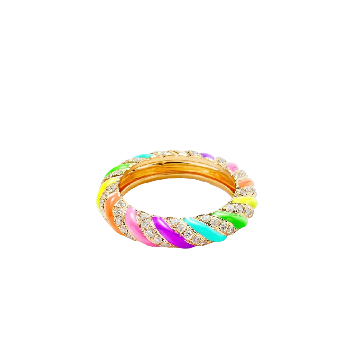 Enamel & Diamond Twisted Candy Eternity Band Ring