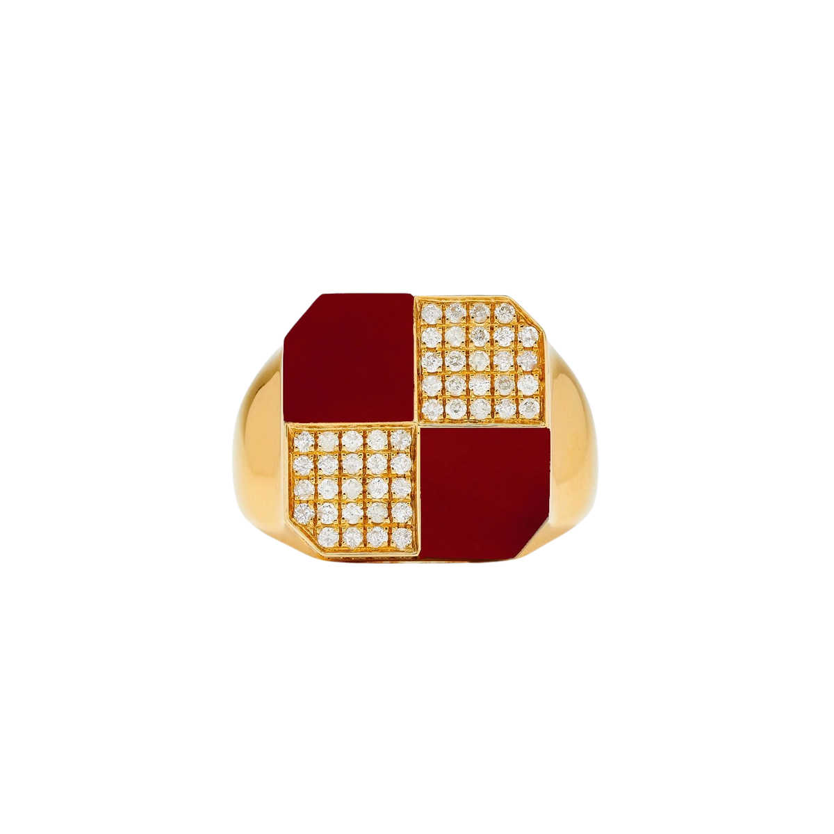 Damier Diamond & Precious Stone Square Checker Board Ring