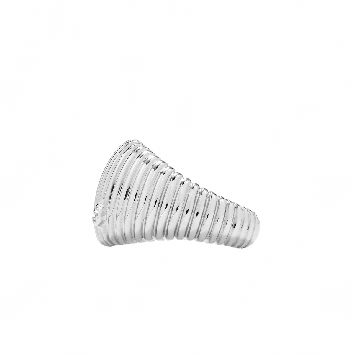 Berlingot Diamond Bezel Fluted Gold Dome Ring