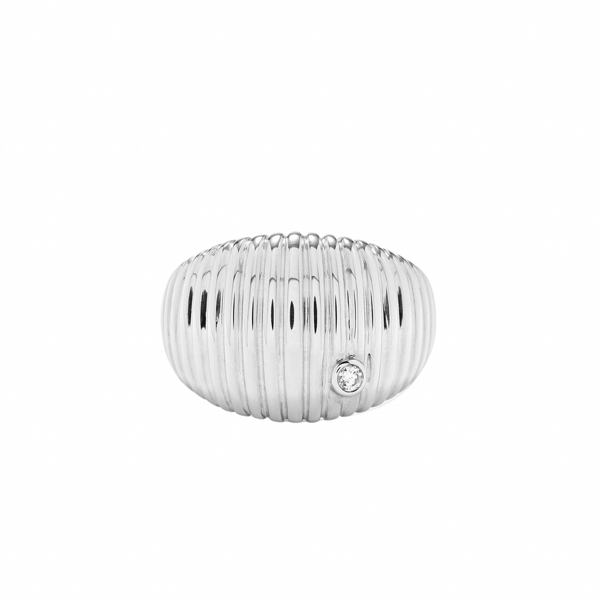 Berlingot Diamond Bezel Fluted Gold Dome Ring