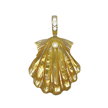 Golden Mother of Pearl & Diamond Scallop Shell Charm