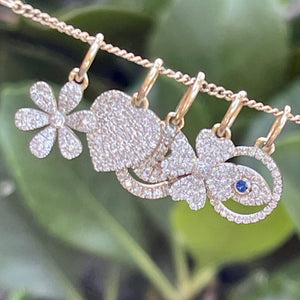 Diamond or Emerald Clover Watch Charm Bracelet