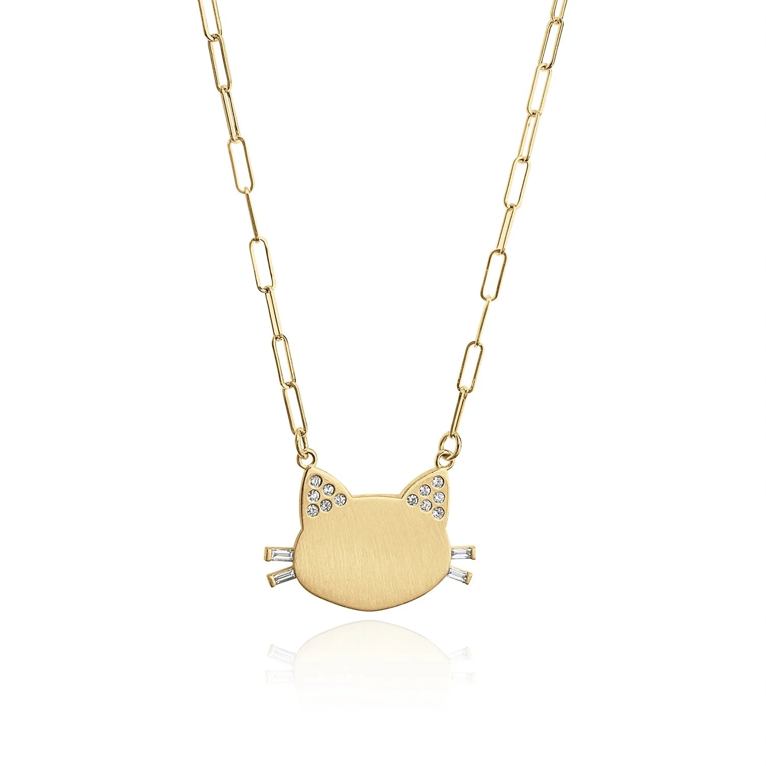 Gold Cat Chain Necklace with Diamonds